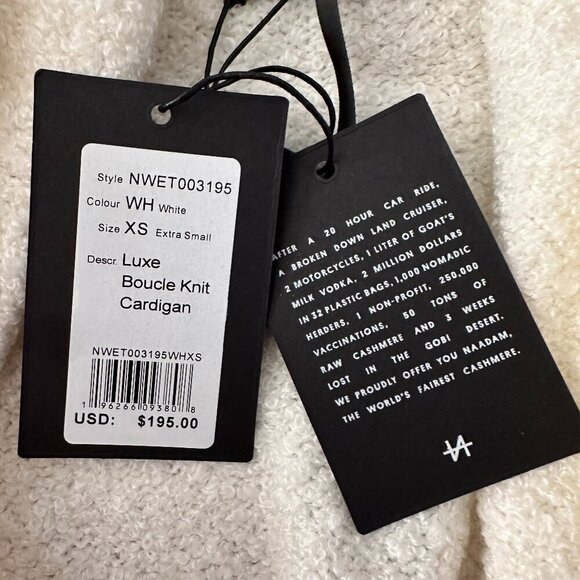 NWT Naadam Luxe Boucle Knit Cardigan Sweater Merino Wool Women's XS White - Picture 6 of 7